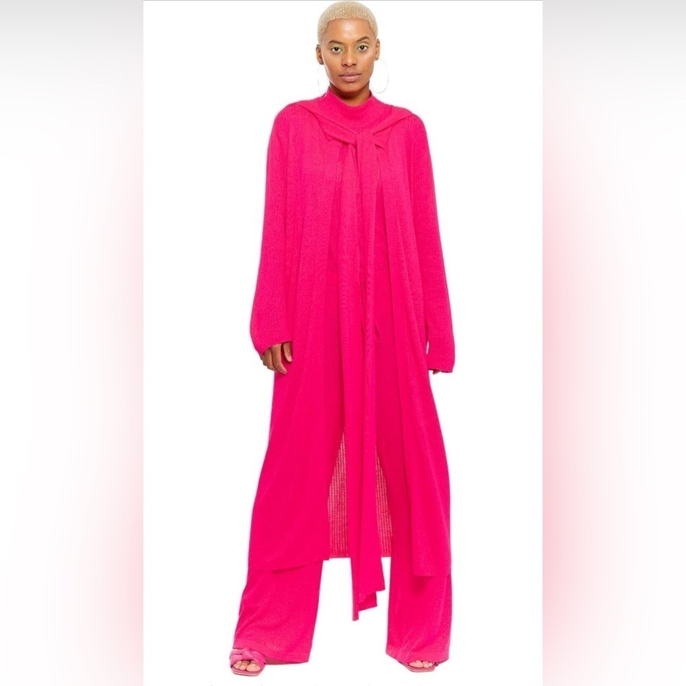 NWT- CHAOUICHE Women's Knit Cardigan  Open Front Sweater SIZE: M COLOR: Pink